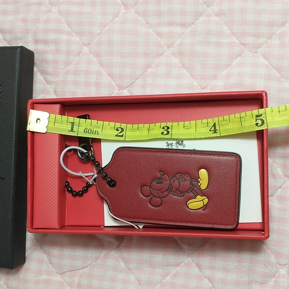 Disney x Coach Red Mickey Mouse Hang Tag Keychain / Bag Charm - Picture 4 of 4